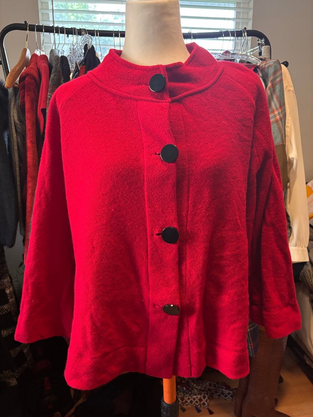 JM Collection Red 100% Wool Swing Jacket XL – Retro Holiday